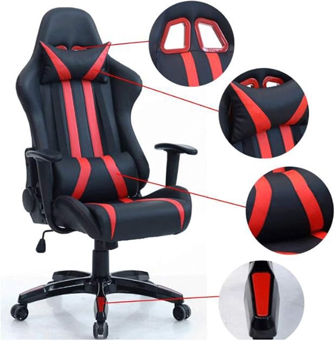 YYDS Chair Artificial Leather Gaming Chair Executive Ergonomic Swivel Chair with Headrest and Lumbar Pillow Fashion Esports Chair Ergonomically (Color : White)