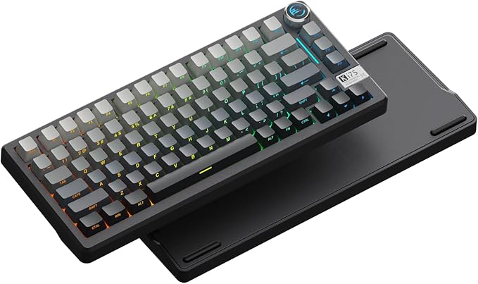 SOLAKAKA KI75 Wireless Mechanical Keyboard Aluminum Gaming Keyboard 75% Hot-swappable Side-Printed PBT Keycaps 2.4GHz/BT5.0/USB-C RGB Backlit Creamy Keyboards with Knob for PC/Laptop/Mac
