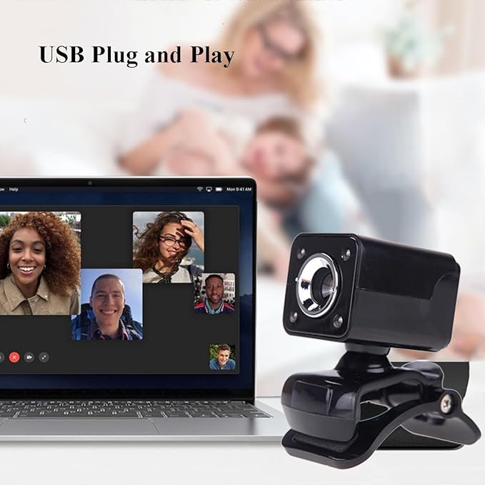 GIZNXBA Webcam with Microphone and Light 480P Streaming Webcam Auto Focus HD Light Correction Noise-Canceling Microphone for Creators Podcasters Meetings(Black)