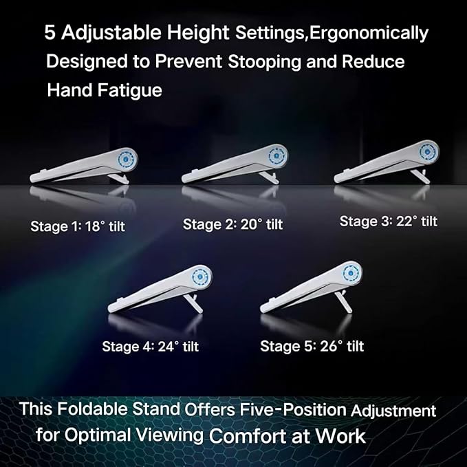 Laptop Cooling Pad for MacBook Air Pro 13 14 15 16 17 Inch Semiconductor Cooler with Integrated Roller Fan 5 Height Adjustment Ergonomic Design Low Noise Quiet Operation for Mac Notebook