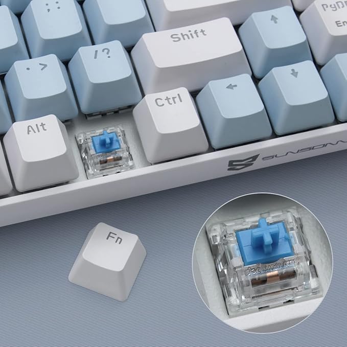 Qisan Mechanical Gaming Keyboard Dual Mode 2.4G/BT Wireless Keyboard with Blue Switch Mini Design (60% Keyboard) 68 Keys Computer Keyboard US Layout | Gaming Pc | Wireless Gaming Keyboard