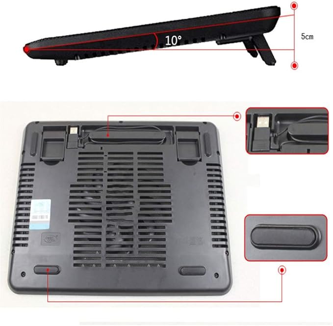 Gaming Laptop Cooler Single Fan Led Dual USB Port Laptop Cooling Pad with Stand Function for Laptop Cooler
