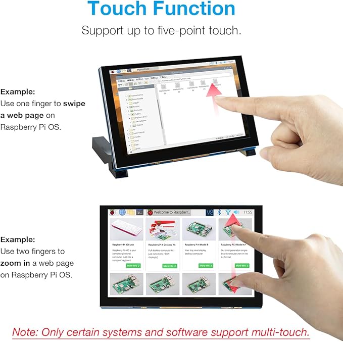 5 Inch Touchscreen IPS MIPI DSI Display Compatible with Raspberry Pi 5/4/3 800x480 Pixel Capacitive Screen Driver-Free Interface