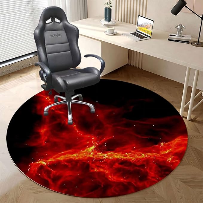 Scarlet Black PU Leather Office Chair Mat for Hardwood&ampTitle Floor Galaxy Design Anti Slip Floor Protector for Home Office Fantasy Art Diameter 47.2 in