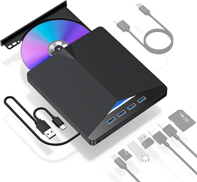 7 in1 External CD DVD Drive USB 3.0 DVD &amp CD-ROM +/-RW Disc Drive Player Burner Reader Writer for Laptop PC Desktop