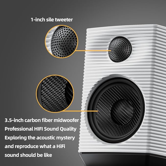 FiiO SP3 Powered HiFi Active Desktop Speakers - 80W Stereo Computer Speakers and Home Music Sound System with AUX Audio/RCA 2-Way (Black)