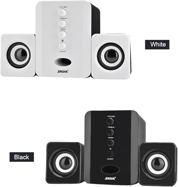 Bewinner SADA D-202 Mini USB 2.1 Wired Combination Speaker Bass Music Subwoofer for Desktop Laptop Notebook Tablet PC Smart Phone (White)