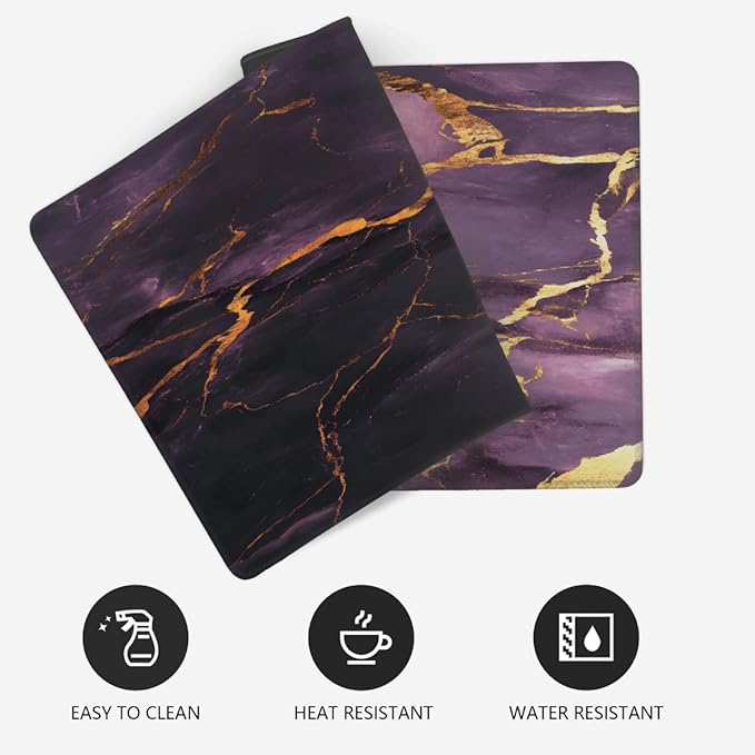 Large Pretty Purple Marble Mouse Mat Computer Mousepad with Non-Slip Rubber Base Waterproof Mouse Pad Desktop Keyboard Pad for GamerHome School Laptop Office Accessories16x35.5in
