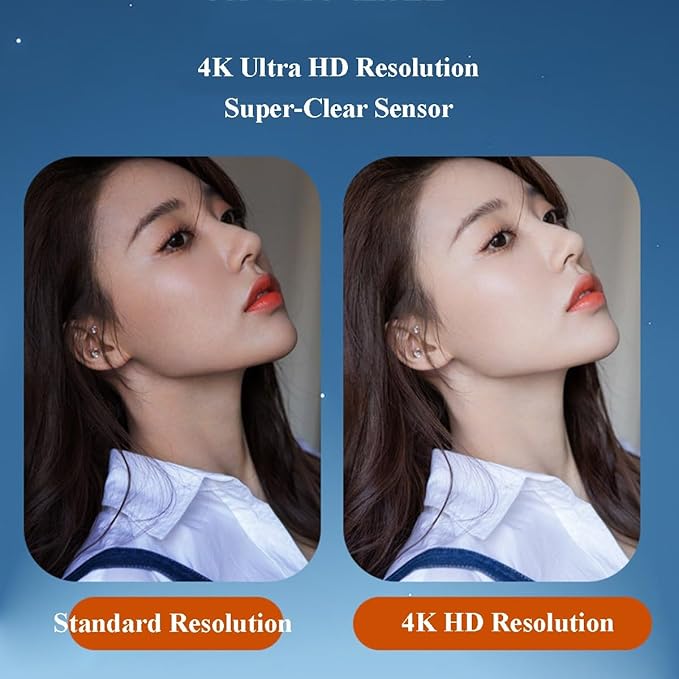 GIZNXBA 4K Webcam with Microphone 120° Wide-Angle Lens Privacy Cover Autofocus Auto Light Correction Smart Auto Beauty USB Webcam Plug and Play for Laptop PC Desktop