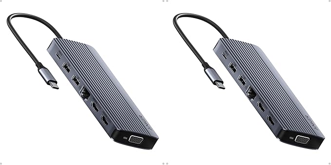 Anker Laptop Docking Station 14 in 1 USB C Hub Triple Display with 2 x 4K HDMI 1080p VGA 80W Power Delivery 5Gbps USB-A/C Data Ports for Dell XPS and More (Charger not Included) (Pack of 2)