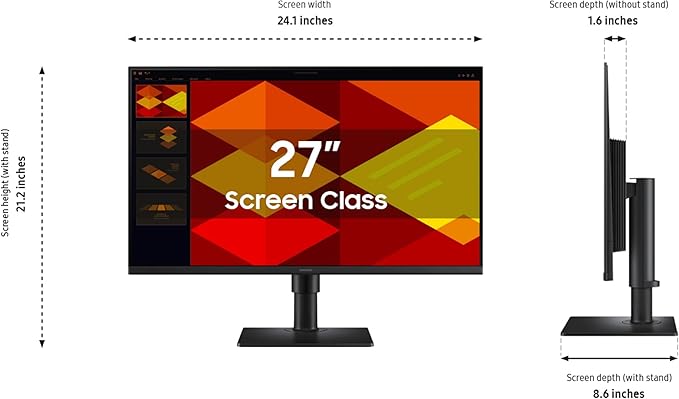 Samsung 27” (S40GD) Borderless Business Monitor with IPS Panel 100Hz Refresh Rate Eye Saver Mode Ergonomic Design Game Picture Mode LS27D408GANXGO