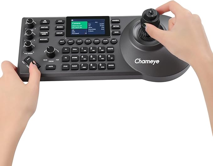 Chameye NDI PTZ Camera Bundle AI Auto-Tracking (NDI 6 &amp NDI HX3 Certified) 20X Optical Zoom PoE HDMI PTZ Camera for Church Worship PTZ Controller (NDI Bundle C720N+E300)