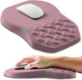 Ergonomic Slope Mouse Pad Wrist Support Wrist Rest Mousepad for Carpal Tunnel Pain Relief with Massage Bulge and Slow Rebound Memory Foam (12x8 inch Dark Pink)