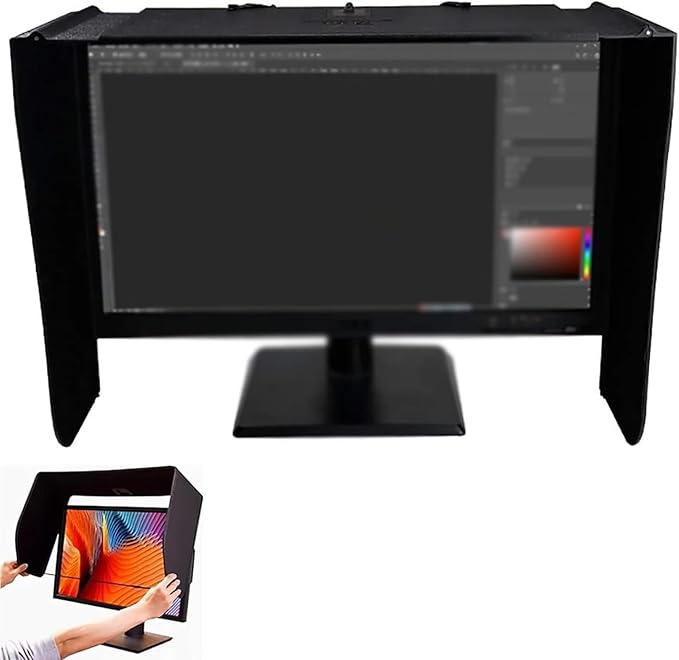 Monitor Hood Desktop Computer Sunshade Portable LCD LED Video Monitor Hood Sunhood 16-26 Inch Adjustable and Privacy Protection Blocks Ambient Stray Light for Computer Office Work