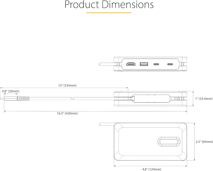 StarTech.com USB-C Docking Station for MacBook Pro M1 M2 M3 M4 and Windows 4K 60Hz HDMI HDR USB 10Gbps Hub 100W Laptop Charging GbE 1ft/30cm Cable