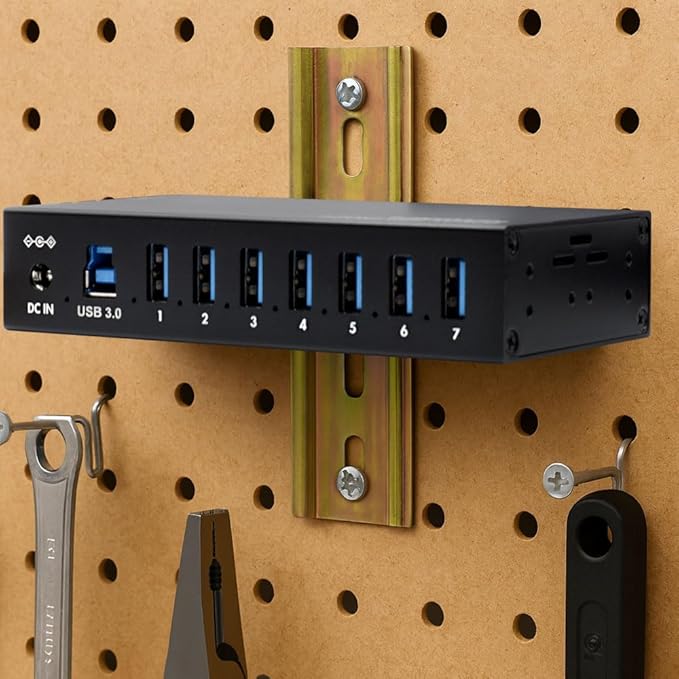 Kingwin 7-Port USB 3.0 Hub Offers 5Gbps speeds Powered Expansion and a Durable mountable Aluminum Design. Ideal for PC Laptop POS and Server Racks. Plug &amp Play.