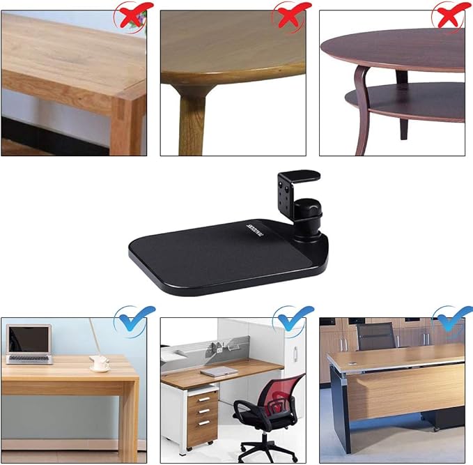 Ergonomic Mouse Platform Under Desk Ergonomic Wrister Mouse Pad (Black)