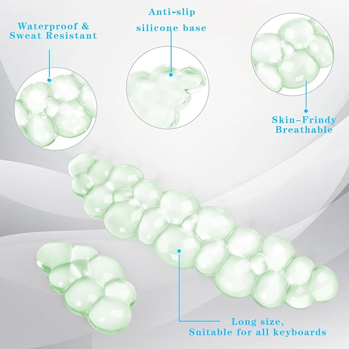 Gel Cloud Keyboard and Mouse Wrist Rest Cute Wrist Support and Arm Support Keyboard Rest for Keyboard and Mouse Typing Pain ReliefSuitable for Office/Computer/Laptop/Gaming （Green）