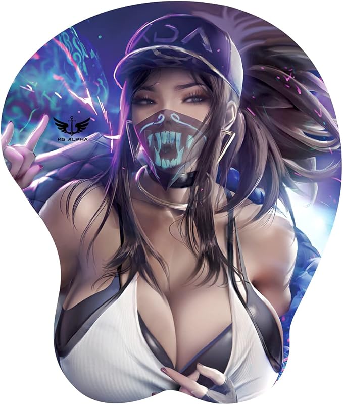 KG Alpha 3D Mouse Pad Anime Silicone Wrist Rest Support Gaming Mousepad… (Kda Akali)