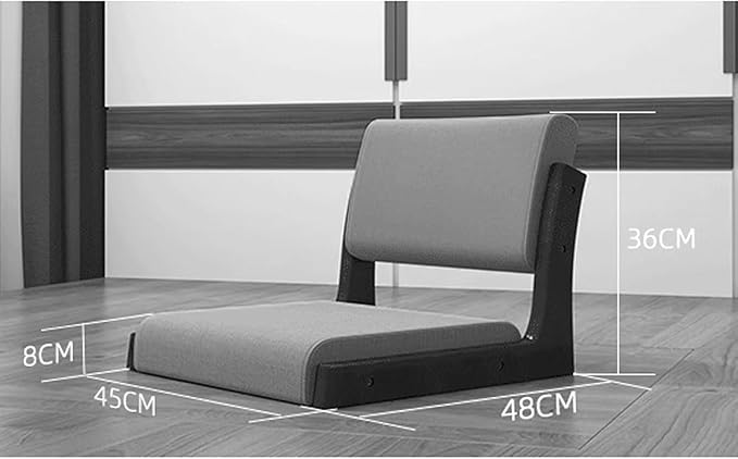 ELEFOCUS Living Room Legless Chair Floor Chair Timber Fabric Cushion Back Support Lazy Shop Bedroom 45X48X36CM(A)
