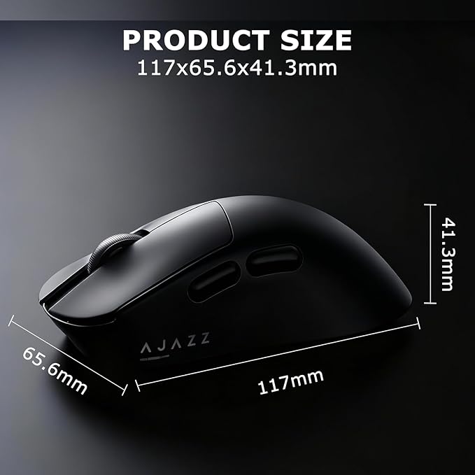 AJ179 V2 Wireless Gaming Mouse Tri-Mode 2.4G/Bluetooth/Wired 800mAh Battery 58g Ultra-Light PAW3311 12000 DPI Right-Handed Programmable 6 Buttons - Perfect for Gaming Work &amp Travel (Black)