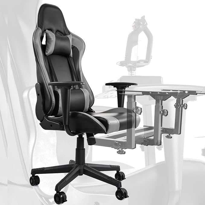 Minneer Flight Racing Simulator Gaming Chair Rotatable Lifting with Waist Pillow Headrest Pulley Racing Seats Flight Stand Hard High Back Reclining Gamer Office Chair