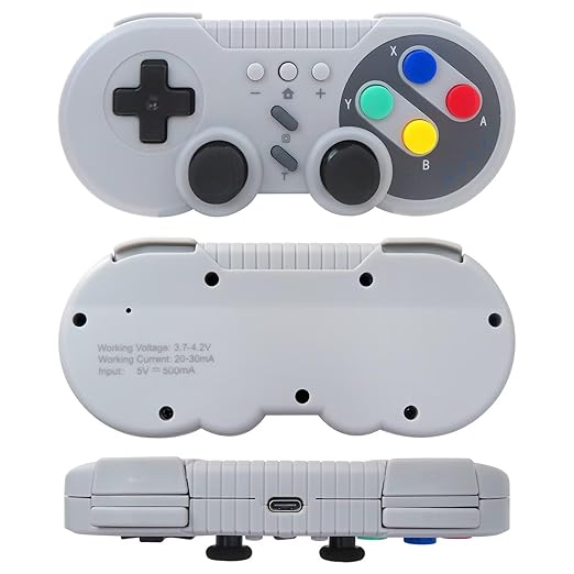 Homesweet Classic Design Wireless Gamepad for Switch Console and for Windows Retro Inspired with Motion Controls Vibration Feedback Turbo Wakeup - Gray