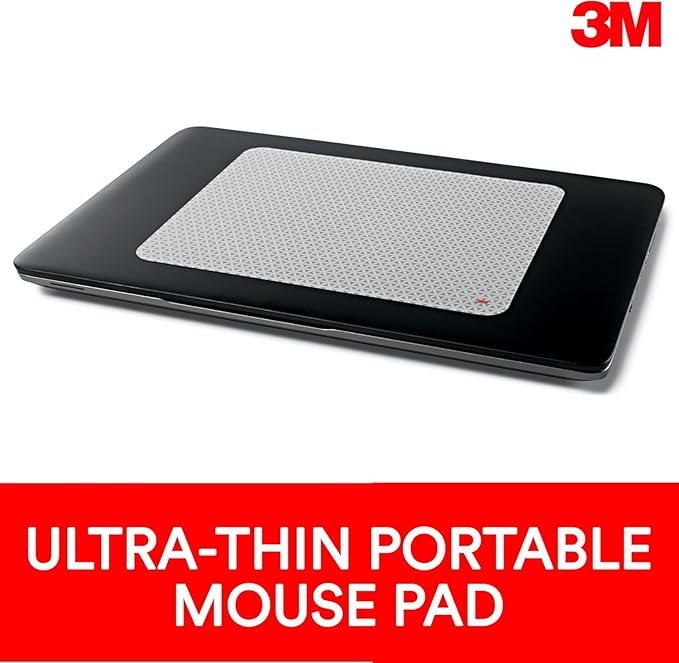 3M Precise Mouse Pad with Repositionable Adhesive Backing Battery Saving Design 8.5 in x 7 in(2Pack)Grey