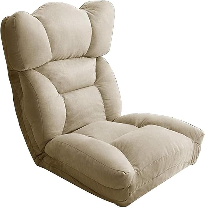 ELEFOCUS Folding Sofa Chair Folding Floor Chair Removable and Washable Lazy Sofa 6 Backrest Adjustments Meditation Chair(Champagne)
