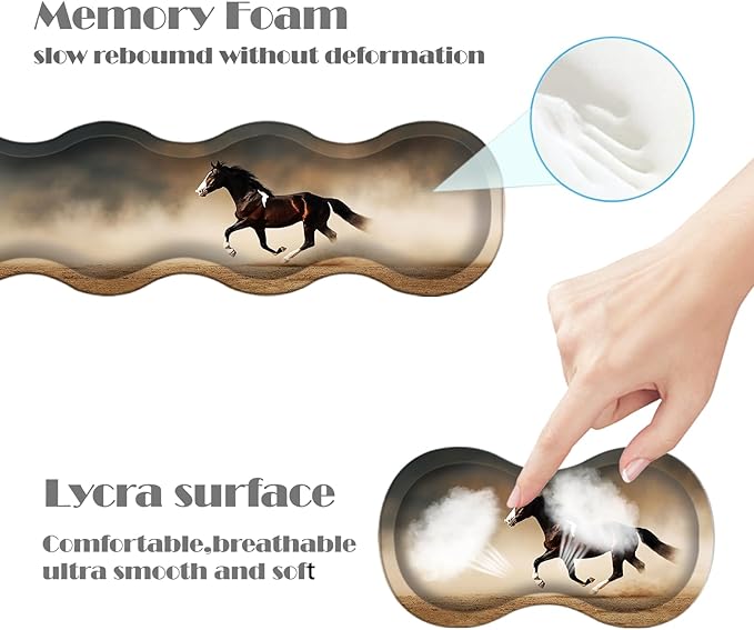Ergonomic Keyboard Wrist Rest &amp Mouse Pad Wrist Rest SetXL Gaming Desk Mat 31.5x 11.8Non-Slip BaseMemory FoamEasy Typing Pain Relief for Office &amp HomeHorse Running