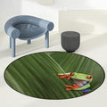 Green Office Chair Cushion Mat Red Eyed Tree Frog Hiding in Exotic Rainforest Tropical Hard Floors Non Slip Multi-Purpose Desk Chair Mat Rug for Hardwood Tile Floor Carpets Animal Diameter 48 in