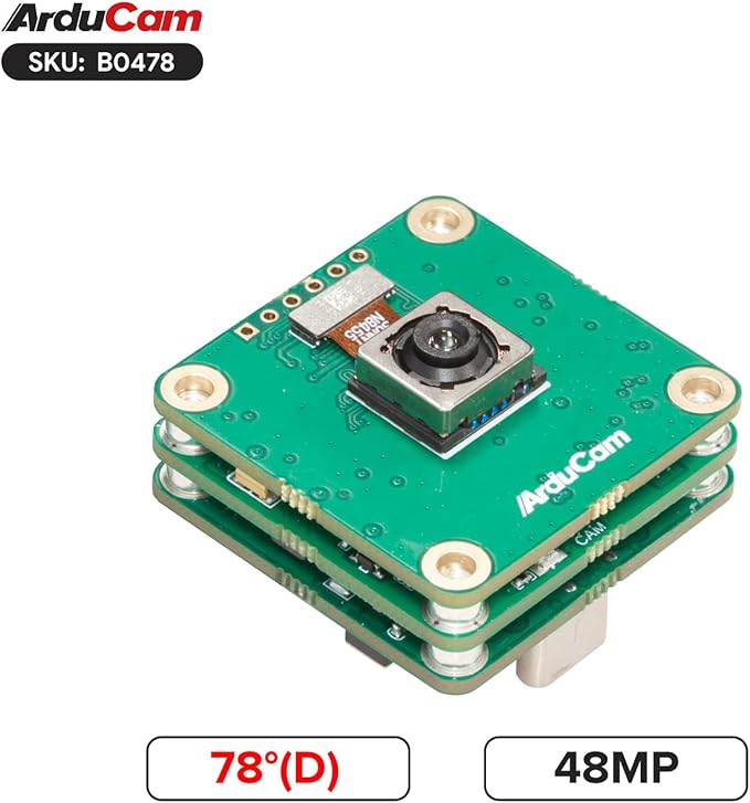 Arducam USB 3.0 Camera 120fps High-Speed USB Camera Module IMX586 48MP High-Resolution Webcam with 78°(D) Motorized Focus Lens and Metal Case Compatible with Windows and Linux OS