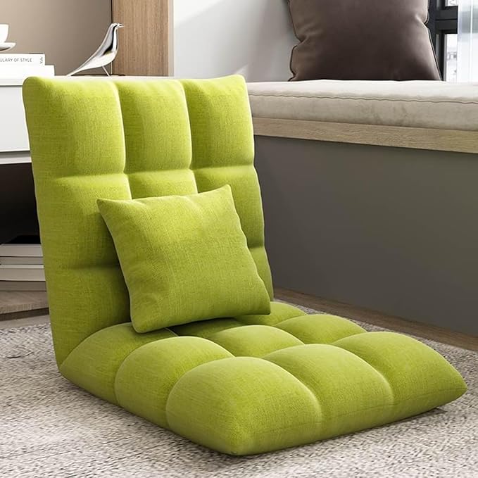 ELEFOCUS Floor Chair with 6 Adjustable Positions Folding Floor Gaming Chair with Pillow Meditating Floor Chair(/Green B)