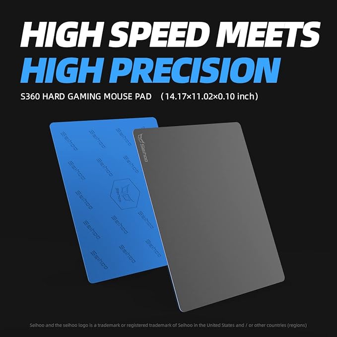 Hard Gaming Mouse Pad 3 Layers Mouse Pad with Resin Surface Premium Dual-Side Waterproof Sweatproof Fast and Accurate Control Hard Mousepad for Gaming Office and Home 14.17'' x 11.02''-Grey