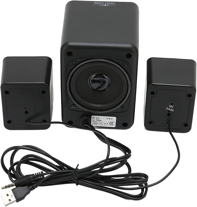 Computer Speakers 2.1 Channel Deep Bass Mini Desktop Speaker HiFi Stereo Computer Sound Bar RGB Home Speaker System for Wedding Party (White)
