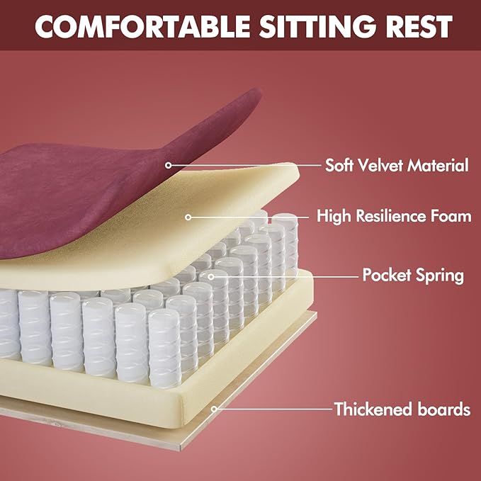 Soontrans Red Velvet Fabric Gaming Chairs with Footrest Ergonomic Comfortable Video Gamer Chair Reclining Office Computer Desk Game Chairs with Massage Lumbar CushionHeadrest for Adult