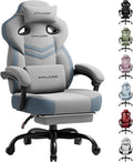 GTPLAYER Gaming Chair Computer Chair with Footrest and Lumbar Support for Adults 360°-Swivel Big &amp Tall Reclining Seat for Office or Gaming (Grey)