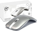 Foldable Arc Wireless Mouse Silent Click Bluetooth 5.0 and 2.4GHz Dual Modes Portable Curved Mouse for Home Office Travel (Silver)