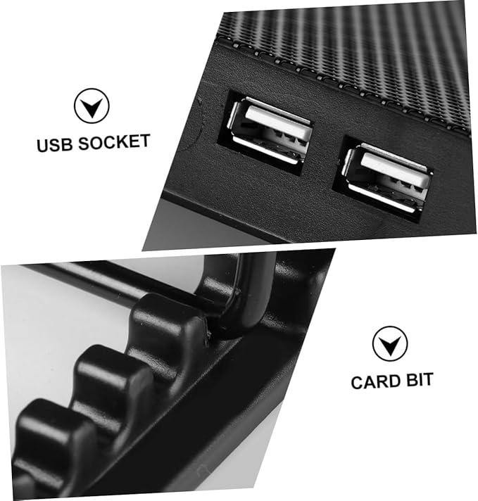 HOMSFOU Laptop Cooling Pad Dual USB Fans Ergonomic Stand for Enhanced Heat Dissipation for Gaming and Work Use Black Notebook Cooler
