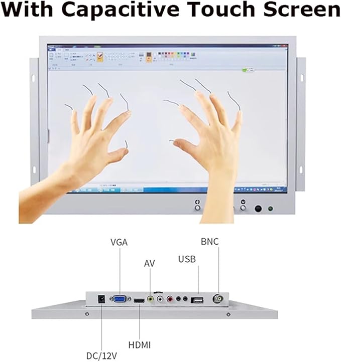1pc Open Frame Style White Color 10.1 Inch 1280x800 Metal Touch Monitor with AV BNC VGA HDMI USB Interface(Capacitive Touch)