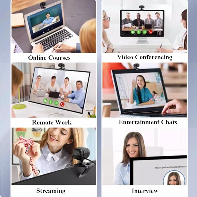 GIZNXBA 1080p Webcam for PC USB Webcam with Noise-Canceling Microphone Automatic Light Correction Technology Seamless Plug-and-Play Setup for Desktop Laptop Meeting