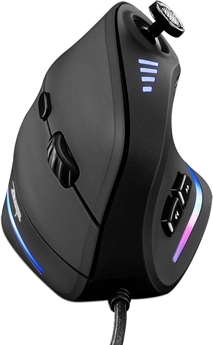 TRELC Gaming Mouse with 5 D Rocker Ergonomic Mouse with 10000 DPI/11 Programmable Buttons Vertical Gaming Mice Wired for PC/Laptop/E-Sports/Gamer (Black)