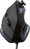 TRELC Gaming Mouse with 5 D Rocker Ergonomic Mouse with 10000 DPI/11 Programmable Buttons Vertical Gaming Mice Wired for PC/Laptop/E-Sports/Gamer (Black)
