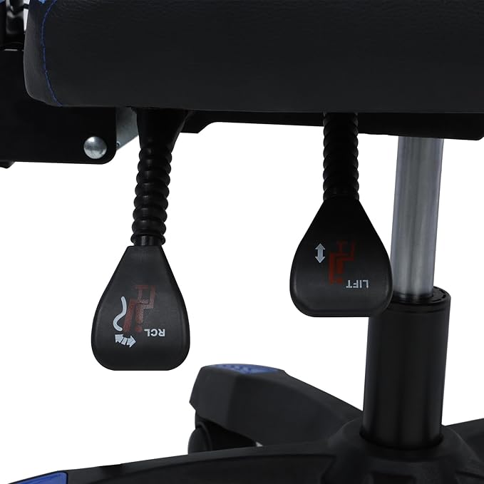 Gaming Chair with LED Light Ergonomic High Back Computer Chair with Massage Lumbar Support Adjustable Reclining Office Chair Retractable Footrest (Blue)