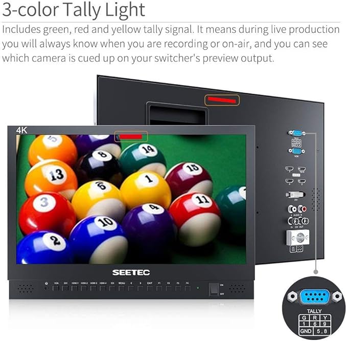 SEETEC P133-9HSD 13.3 Inch 4K HMDI Broadcast Monitor Professional LCD Director Studio Production Monitoring IPS Screen Aluminum Design