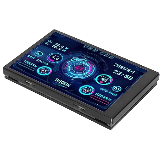 ZASCHMOY Computer Temperature Monitor Small Screen Display for aida64 PC CPU Data Monitor Easy to Use for Computer Enthusiasts 3.5 USB (Black)