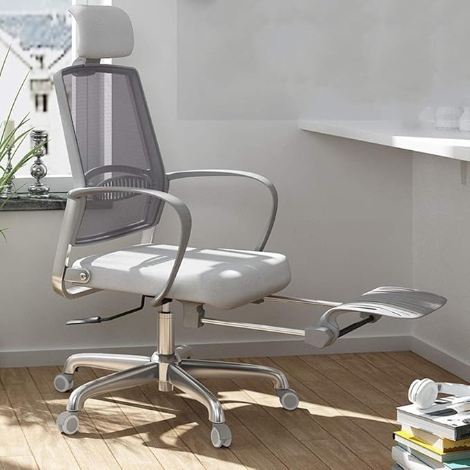 Office Chair Gaming Chair Computer Chair Chairs Height Adjustable Seat Breathable Mesh Back - Soft Foam Seat Cushion with Footrest(Color : Gray Size : 114.5 * 68cm)