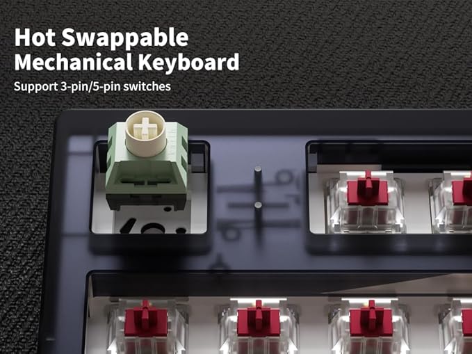 MK870 Wireless Mechanical Gaming Keyboard80% Purple Custom Creamy Sound Keyboard with Shine Through PBT KeycapsPre-lubed Linear SwitchesHot-SwappableRGB Backlit2.4GHz/USB-C/BT5.0