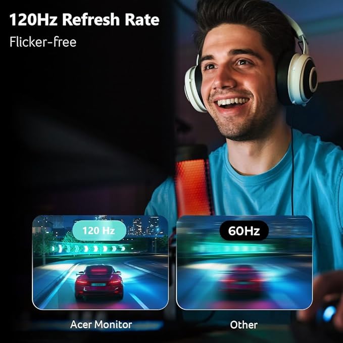 Acer KB252Q G0bi 24.5 IPS Full HD (1920 x 1080) Zero-Frame Gaming Office Monitor | Adaptive-Sync Support (FreeSync Compatible) | Up to 120Hz Refresh | 1ms (VRB) | sRGB 99% | Tilt | (Renewed)