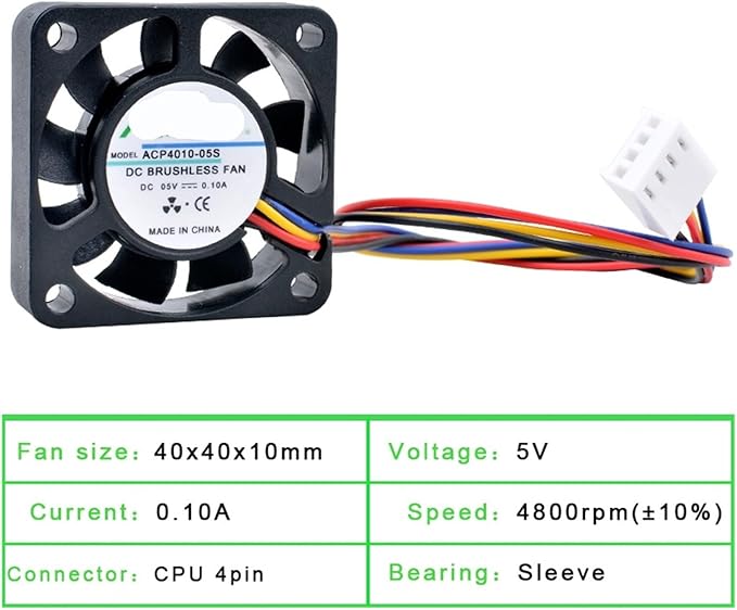 4cm 40mm Fan 40x40x10mm DC5V 0.10A 4-Wire PWM Adjustable Speed Cooling Fan